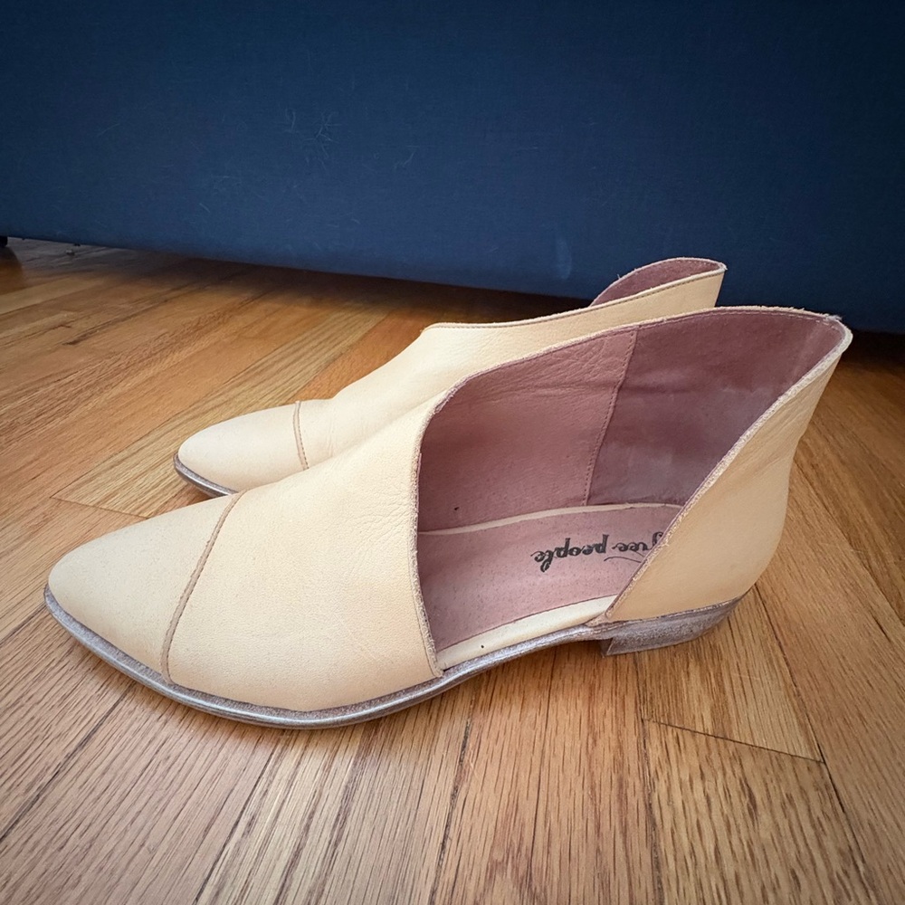 Free People Cream Leather Flats